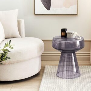 BEISTELLTISCH Rauchglas grau rund 37 cm Laguna Glas Beliani Möbel > Tische > Beistelltische Grau