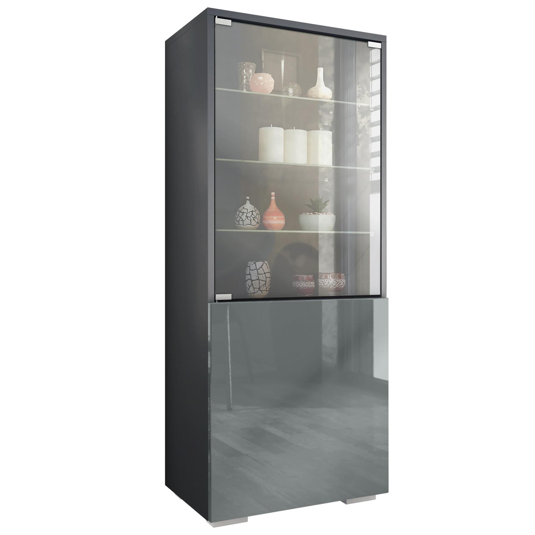 Wohnli Möbelsuche - VITRINE Granada Grau Hochglanz