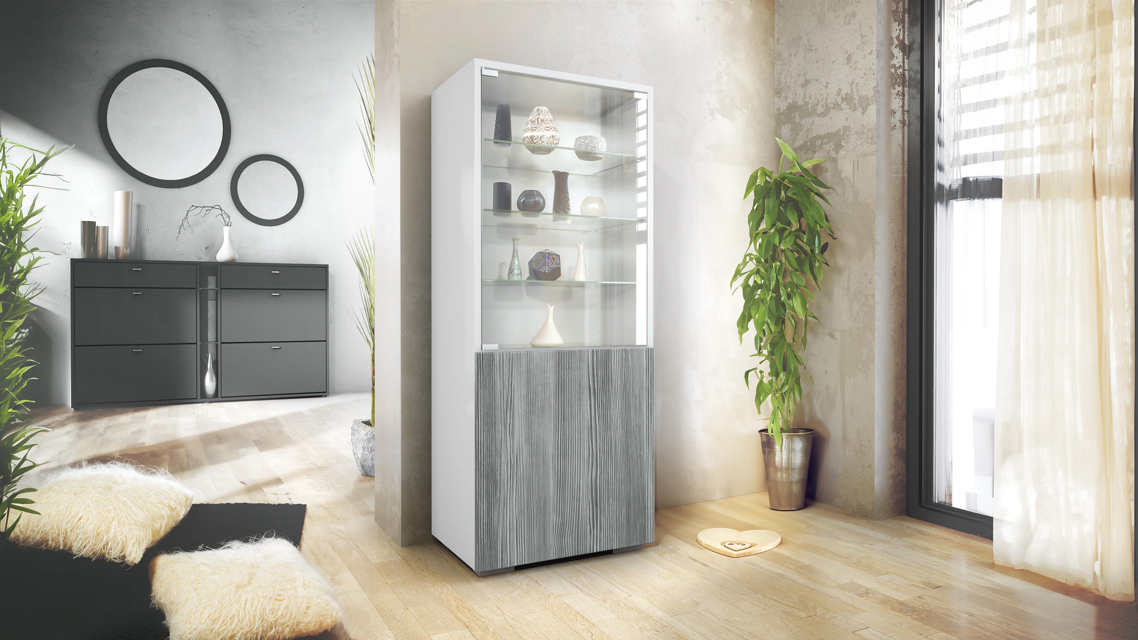 VITRINE Granada Avola-Anthrazit Holzwerkstoff Vladon Möbel > Schränke > Vitrinen Anthrazit