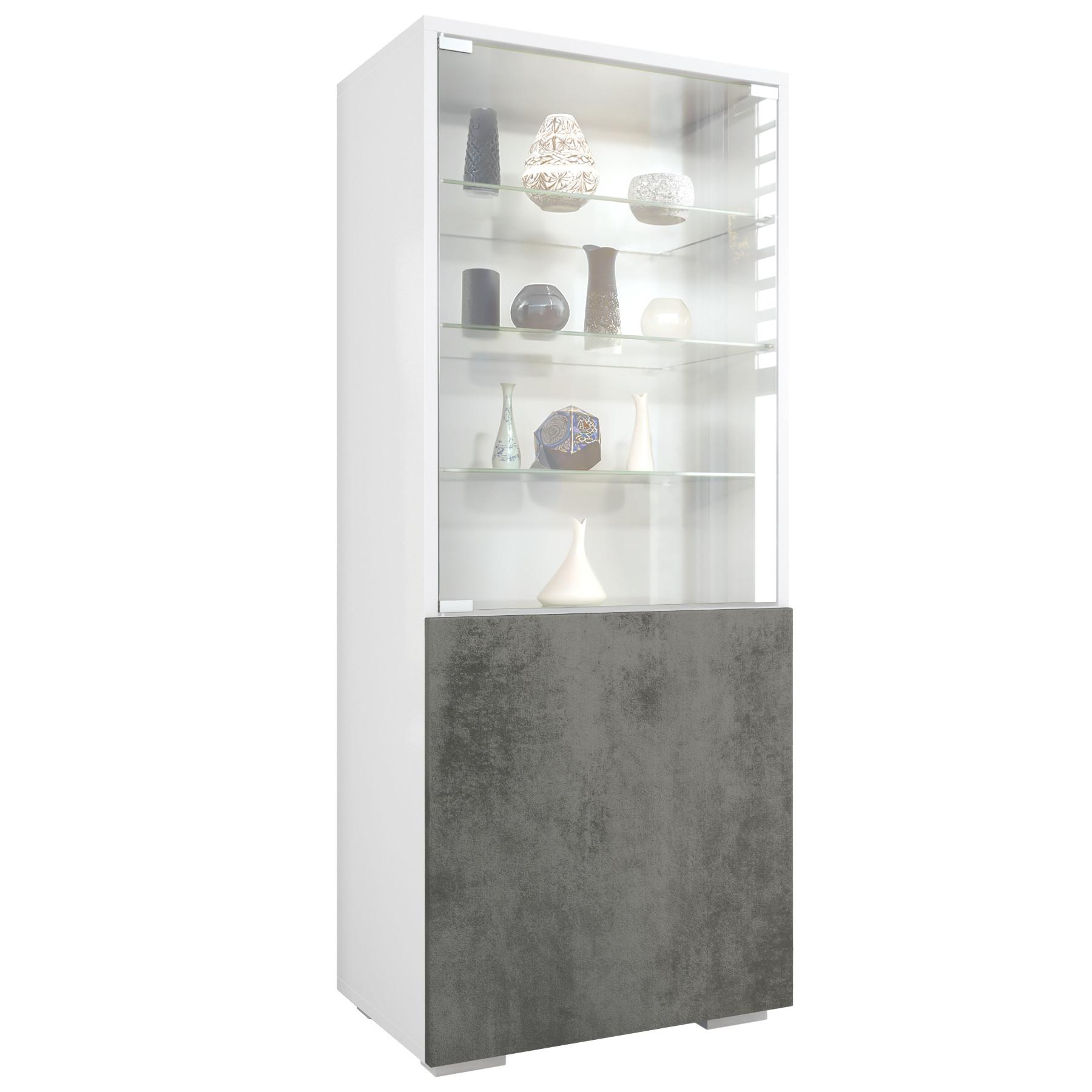 Wohnli Möbelsuche - VITRINE Granada Beton Dunkel Optik