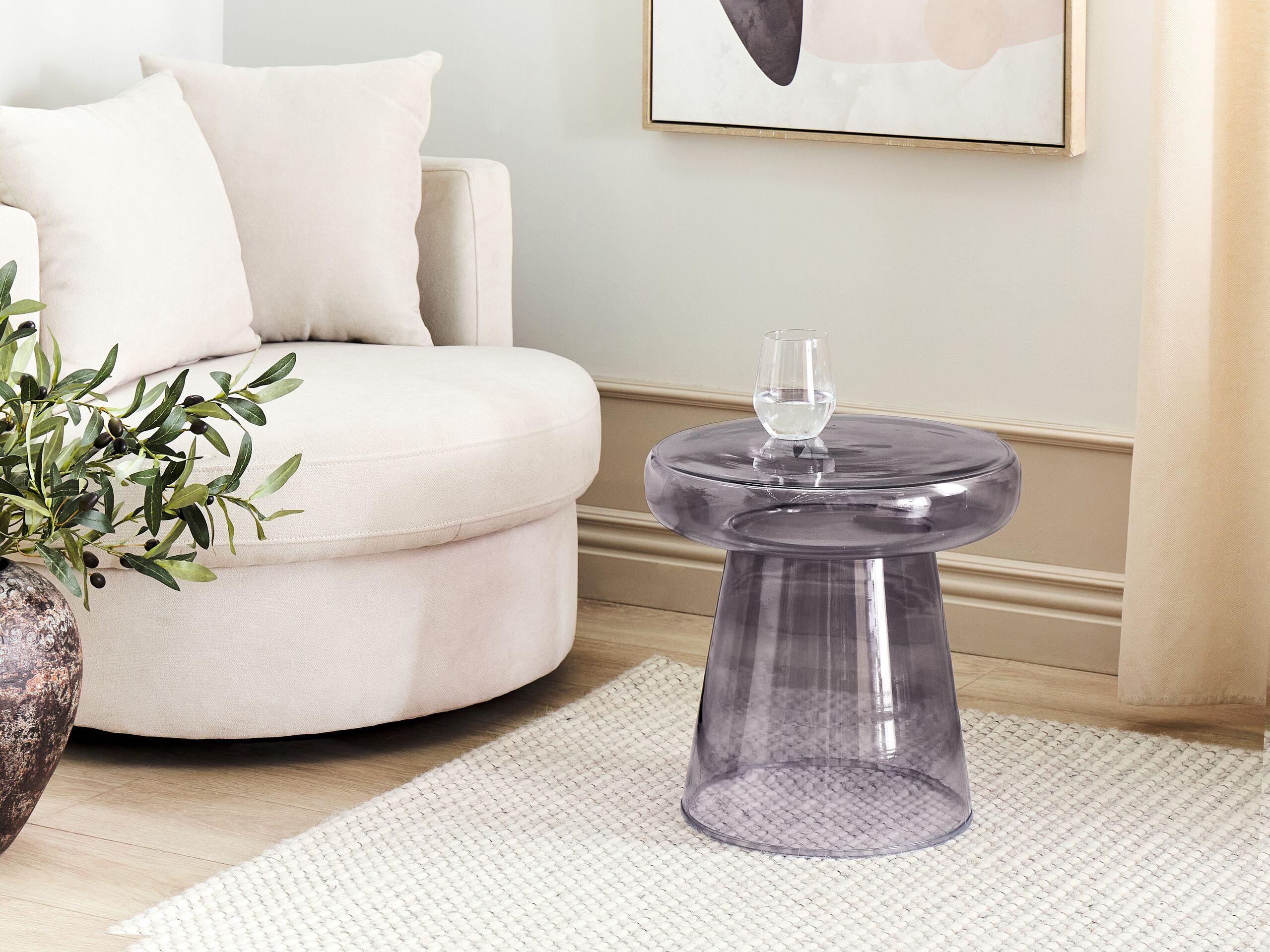 BEISTELLTISCH Rauchglas grau rund 39 cm Caldera Glas Beliani Möbel > Tische > Beistelltische Grau