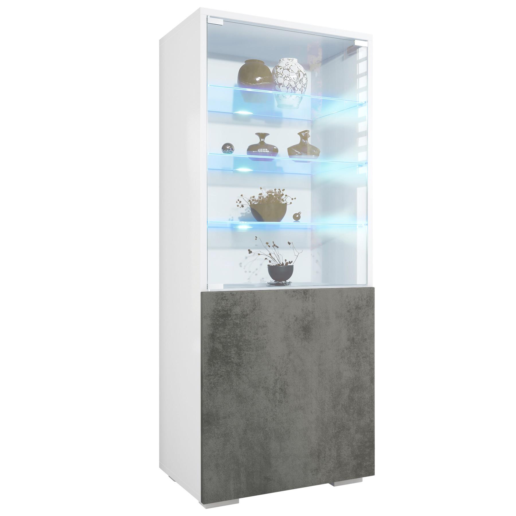 Wohnli Möbelsuche - VITRINE Granada Beton Dunkel Optik