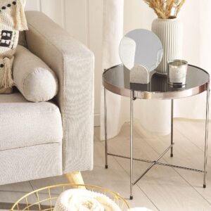 wohnli-moebel-suche-800000687000-1 BEISTELLTISCH Glas schwarz/silber 40 cm Lucea Metall Beliani Möbel > Tische > Beistelltische Schwarz