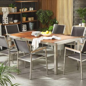 wohnli-moebel-suche-800000687094-1 GARTENTISCH Eukalyptusholz hellbraun 180/90 cm Grosseto Metall Beliani Garten & Outdoor > Gartenmöbel > Gartentische Braun