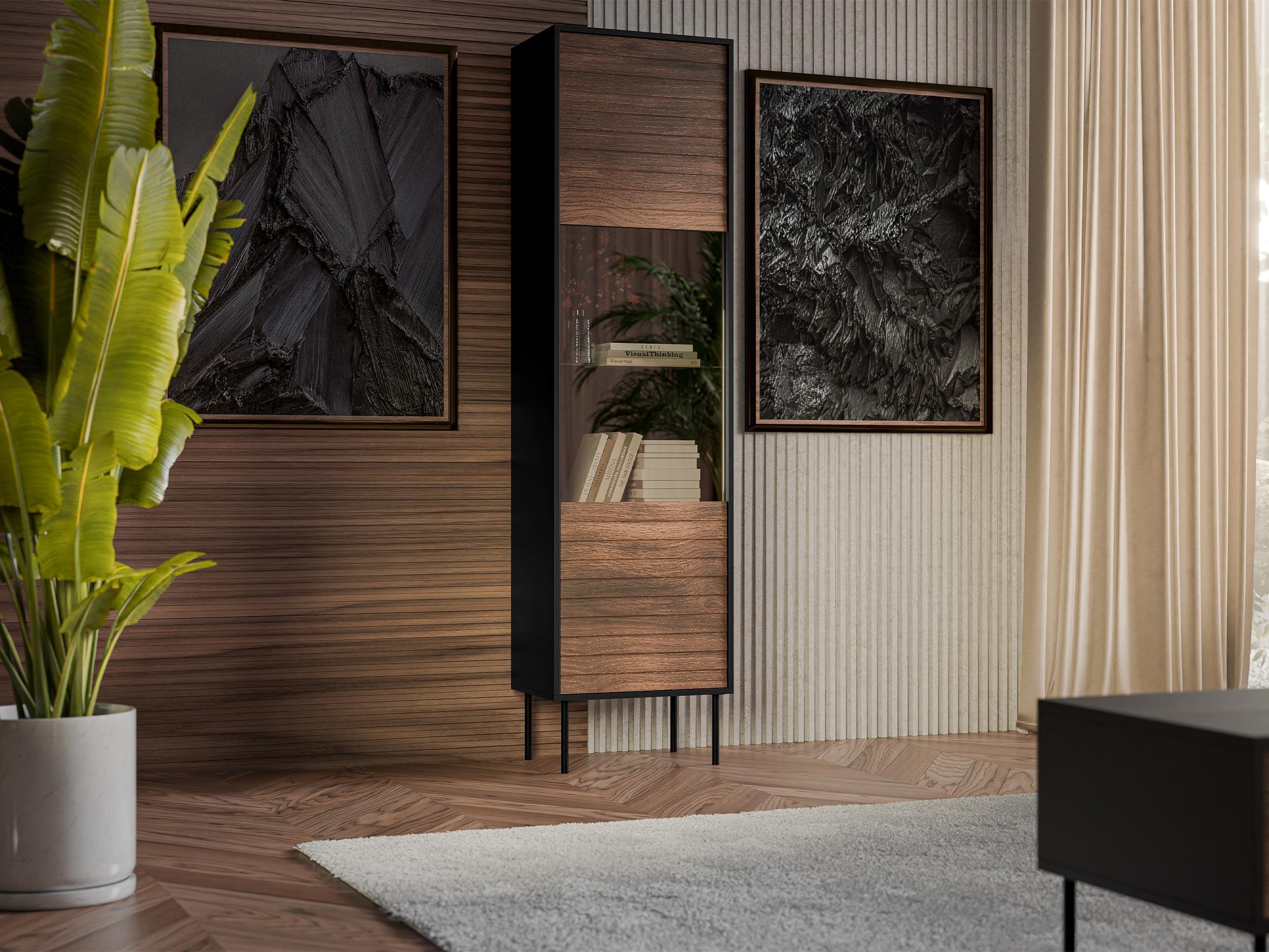 VITRINE Cortina Holzwerkstoff MIRJAN24 Möbel > Schränke > Vitrinen Braun