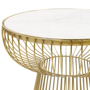wohnli-moebel-suche-800000687280-1 BEISTELLTISCH Marmor weiß/gold rund 42 cm Cheynes Stein Beliani Möbel > Tische > Beistelltische Weiß