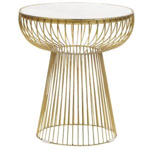wohnli-moebel-suche-800000687280 Wohnli Möbelsuche - BEISTELLTISCH Marmor weiß/gold rund 42 cm Cheynes