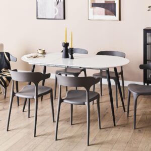 wohnli-moebel-suche-800000687331-1 ESSTISCH weiß/schwarz 120/160/80 cm ausziehbar Staverton Holzwerkstoff Beliani Möbel > Tische > Esstische Weiß