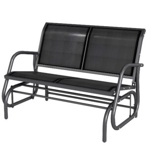 wohnli-moebel-suche-800000687398-1 SCHAUKELSTUHL 2-Sitzer Gartenbank Sitzbank Parkbank Metall Schwarz 120x70x88cm Metall Outsunny Garten & Outdoor > Gartenmöbel > Gartenstühle Schwarz