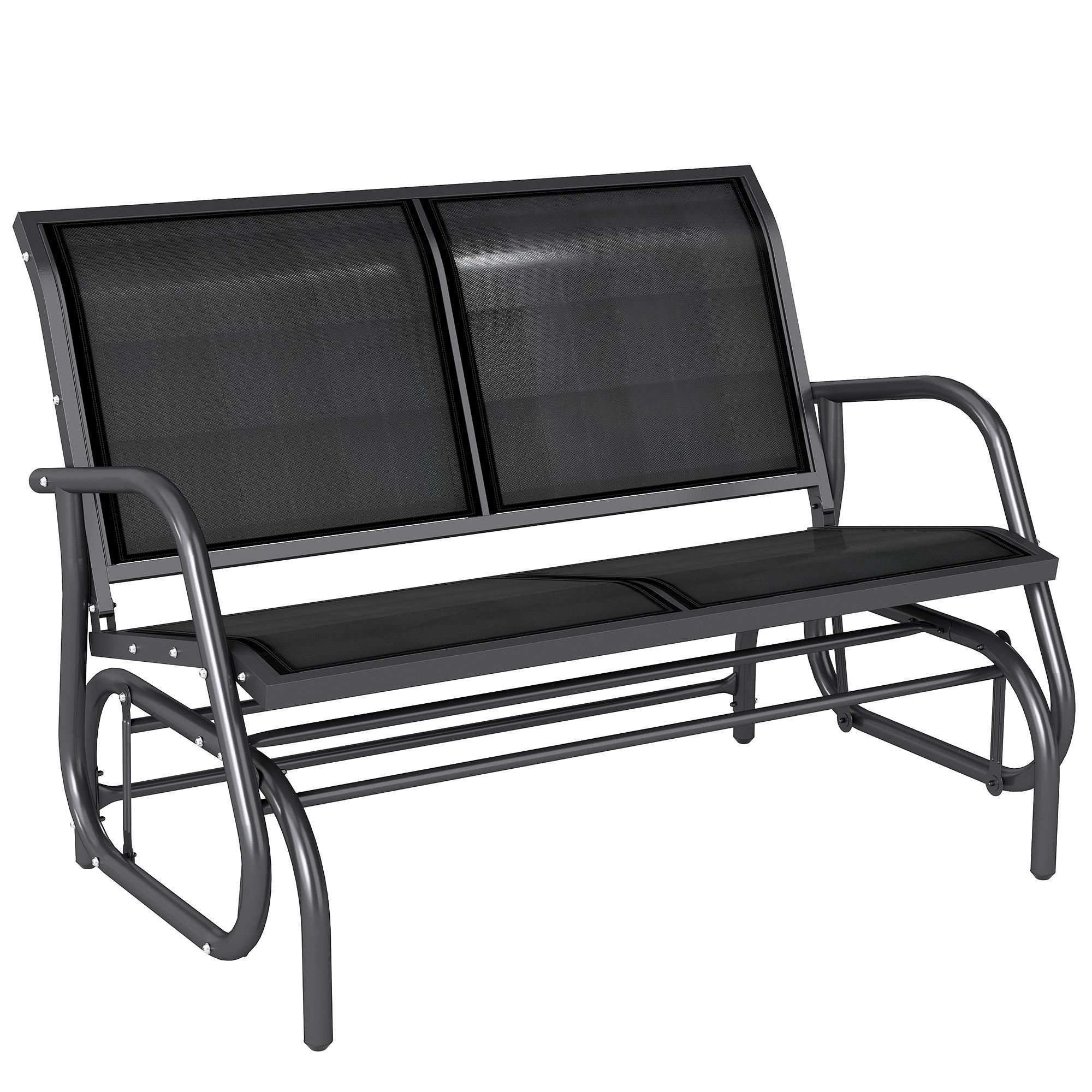 wohnli-moebel-suche-800000687398 Wohnli Möbelsuche - SCHAUKELSTUHL 2-Sitzer Gartenbank Sitzbank Parkbank Metall Schwarz 120x70x88cm