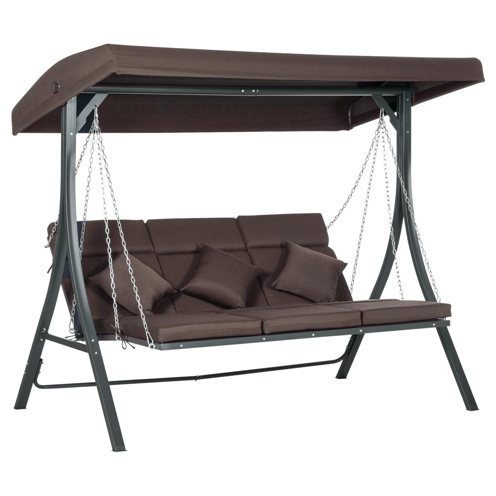wohnli-moebel-suche-800000687461 Wohnli Möbelsuche - HOLLYWOODSCHAUKEL 3-Sitzer Gartenschaukel Verstellbares Dach Texteline Braun