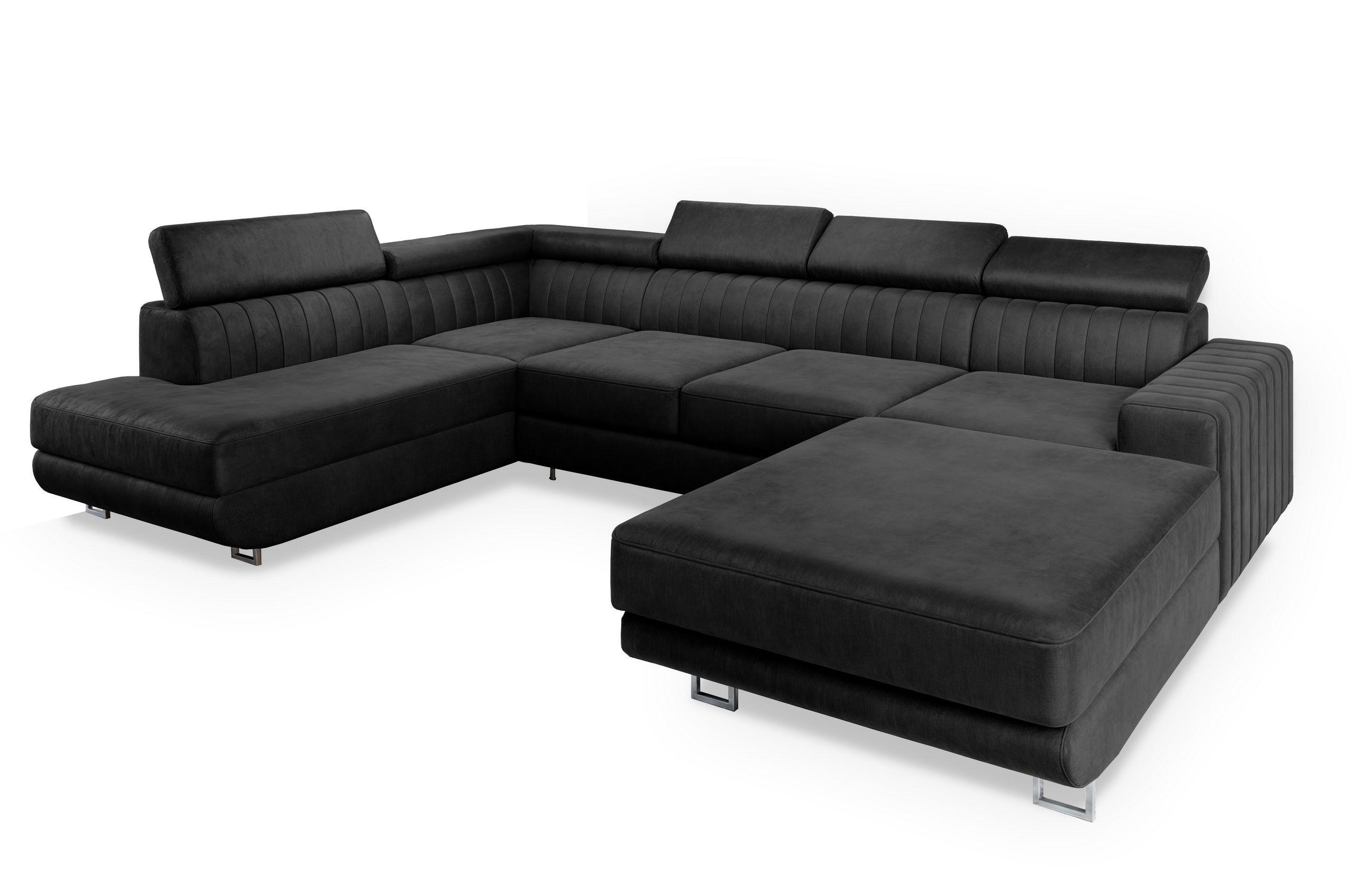 wohnli-moebel-suche-800000687622 Wohnli Möbelsuche - WOHNLANDSCHAFT SIENA L-S Schwarz Velours-Stoff mit Schlaffunktion