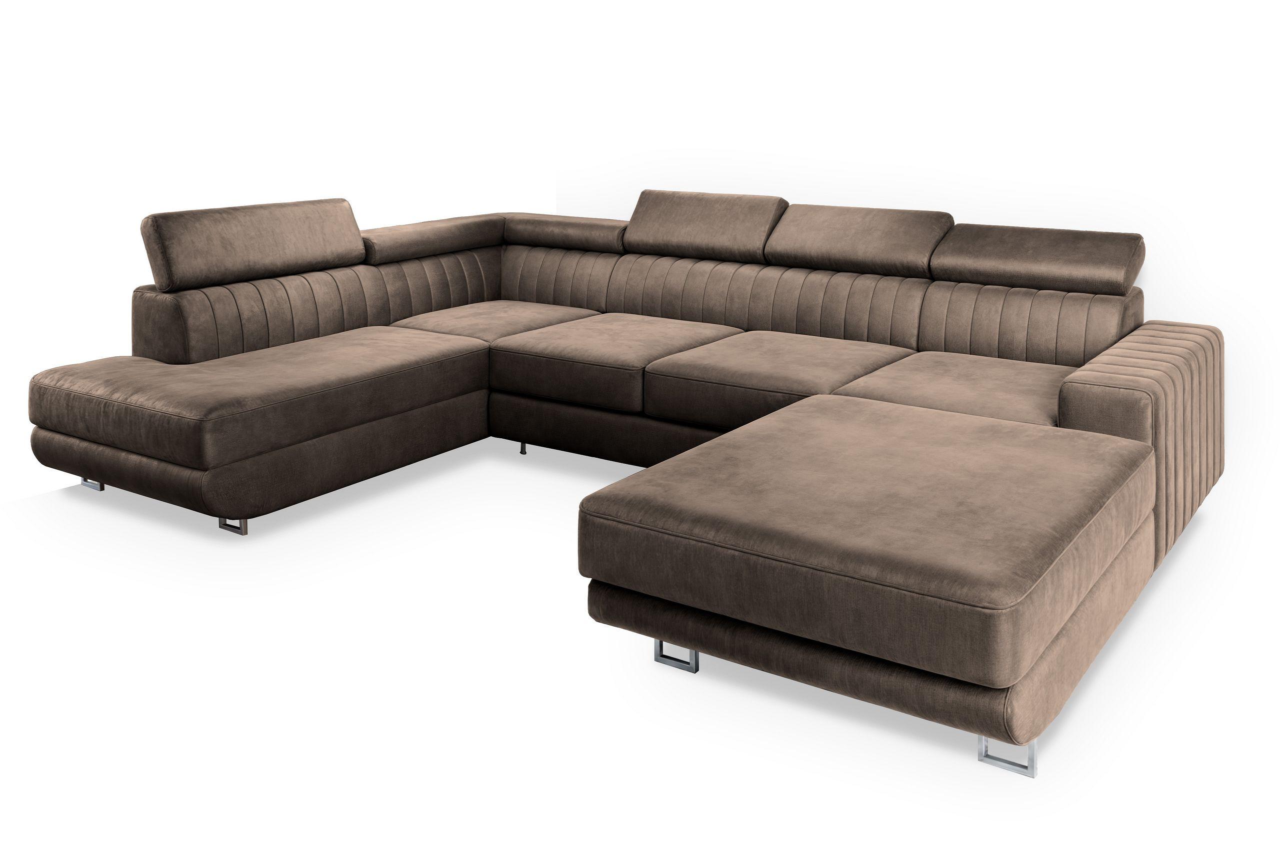 wohnli-moebel-suche-800000687625 Wohnli Möbelsuche - WOHNLANDSCHAFT SIENA L-S Beige Velours-Stoff mit Schlaffunktion