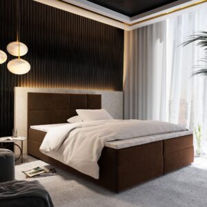 wohnli-moebel-suche-800000687762-1 BOXBETT LENA 140x200 cm mit Matratze und Topper - Braun Holz MASSENO Möbel > Betten > Boxspringbetten Braun
