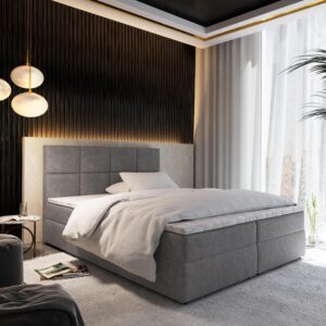 wohnli-moebel-suche-800000687780-1 BOXBETT LENA 160x200 cm mit Matratze und Topper - Grau Holz MASSENO Möbel > Betten > Boxspringbetten Grau