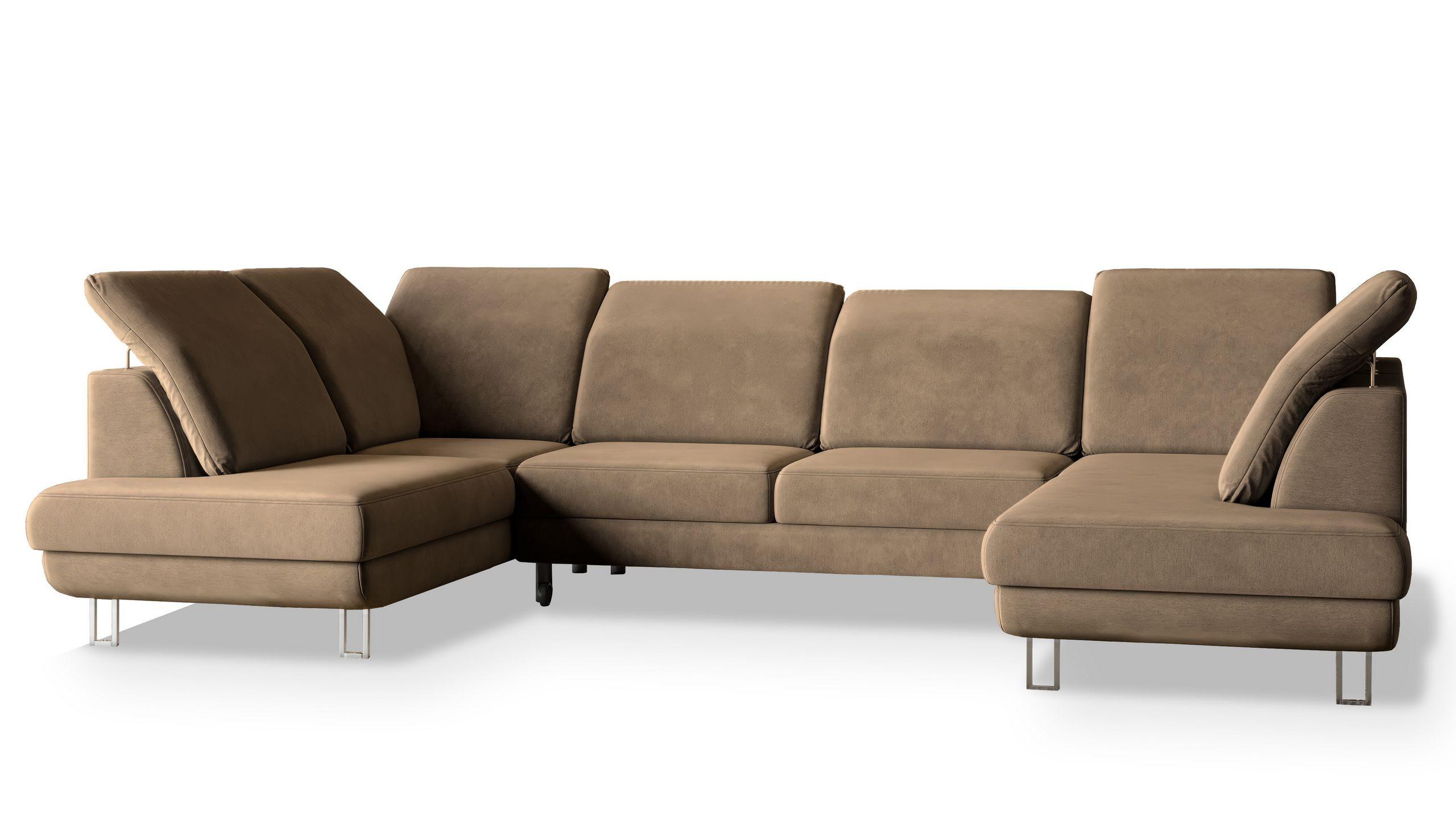 wohnli-moebel-suche-800000687784 Wohnli Möbelsuche - WOHNLANDSCHAFT TERAMO Beige Velours-Stoff mit Schlaffunktion
