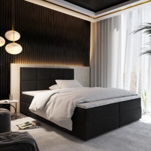 wohnli-moebel-suche-800000687788-1 BOXBETT LENA 180x200 cm mit Matratze und Topper - Schwarz Holz MASSENO Möbel > Betten > Boxspringbetten Anthrazit