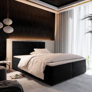 wohnli-moebel-suche-800000687791-1 BOXBETT LENA 160x200 cm mit Matratze und Topper - Schwarz Holz MASSENO Möbel > Betten > Boxspringbetten Schwarz