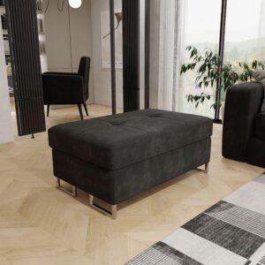 POLSTERHOCKER BARLET Schwarz 100x60 cm Textil MASSENO Möbel > Sessel > Hocker Schwarz
