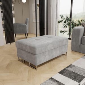 wohnli-moebel-suche-800000687807-1 POLSTERHOCKER BARLET Hellgrau 100x60 cm Textil MASSENO Möbel > Sessel > Hocker Grau