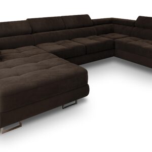 wohnli-moebel-suche-800000687828 Wohnli Möbelsuche - WOHNLANDSCHAFT CASONE R-S Braun Velours-Stoff mit Schlaffunktion