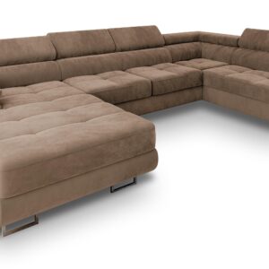 wohnli-moebel-suche-800000687835 Wohnli Möbelsuche - WOHNLANDSCHAFT CASONE R-S Beige Velours-Stoff mit Schlaffunktion