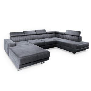 wohnli-moebel-suche-800000687882 Wohnli Möbelsuche - WOHNLANDSCHAFT SIENA R-S Grau Velours-Stoff mit Schlaffunktion