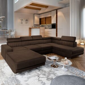 wohnli-moebel-suche-800000687884-1 WOHNLANDSCHAFT SIENA R-S Braun Velours-Stoff mit Schlaffunktion Textil MASSENO Möbel > Sofas & Couches > Wohnlandschaften > Wohnlandschaften U-Form Braun