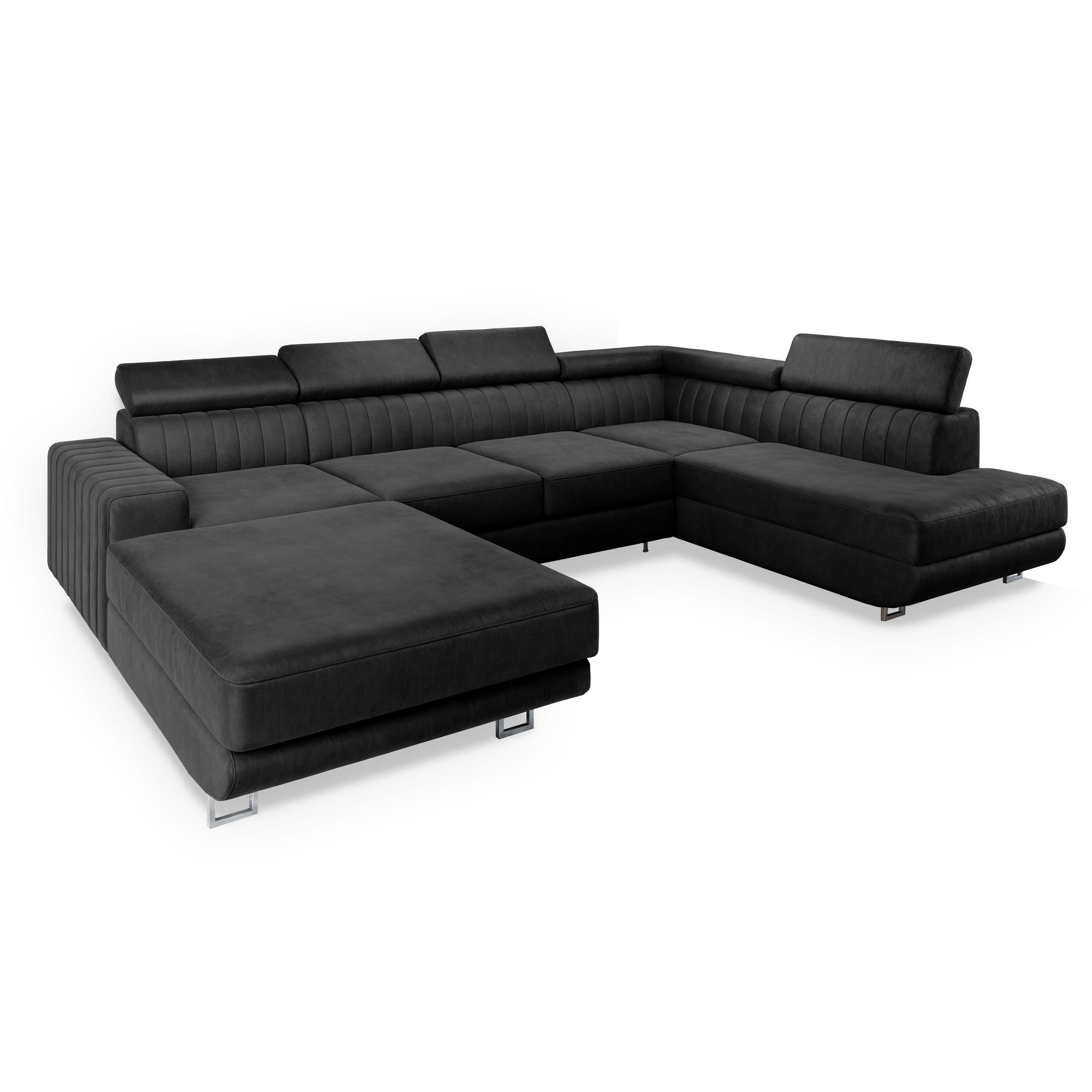 wohnli-moebel-suche-800000687902 Wohnli Möbelsuche - WOHNLANDSCHAFT SIENA R-S Schwarz Velours-Stoff mit Schlaffunktion