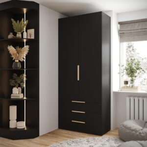 DREHTÜRENSCHRANK 236.7/100/47 2-türig Holz MÖBEL KRYSPOL Möbel > Schränke > Kleiderschränke > Drehtürenschränke Schwarz