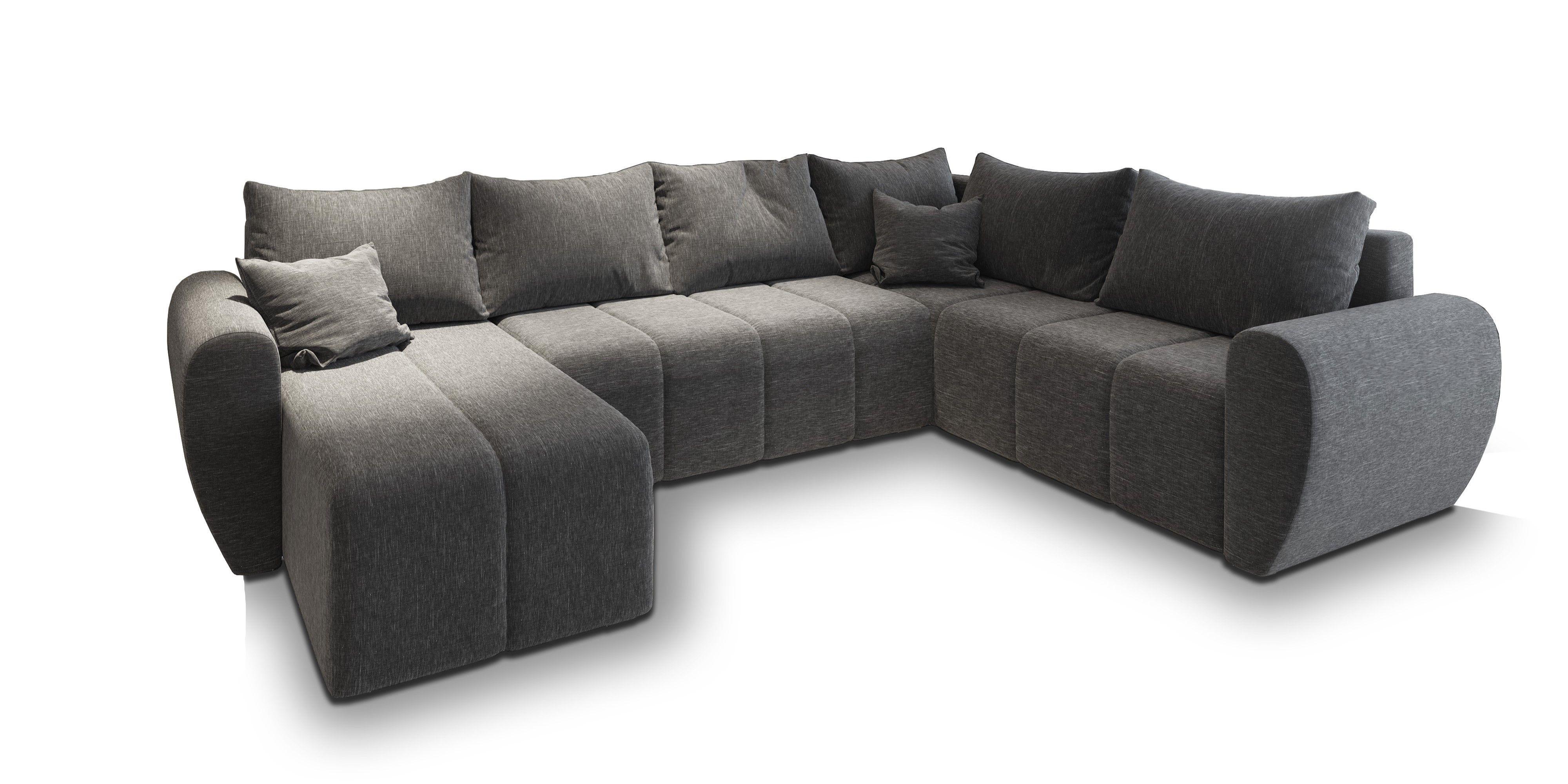 wohnli-moebel-suche-800000687973 Wohnli Möbelsuche - WOHNLANDSCHAFT MADISON XL R-S Hellgrau Dünner Stoff mit Schlaffunktion