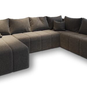 Wohnli Möbelsuche - WOHNLANDSCHAFT MADISON XL R-S Grau Dünner Stoff mit Schlaffunktion