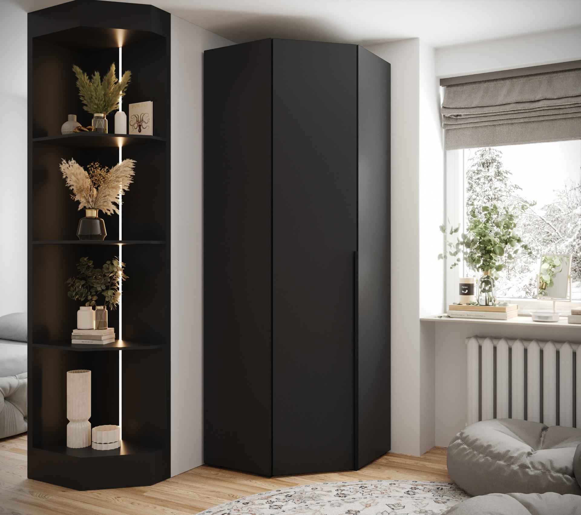 wohnli-moebel-suche-800000688011-1 DREHTÜRENSCHRANK 236.7/81.7/81.7 1-türig Holz MÖBEL KRYSPOL Möbel > Schränke > Kleiderschränke > Drehtürenschränke Schwarz