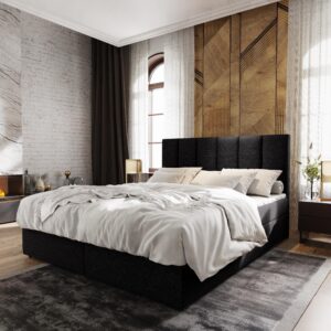 wohnli-moebel-suche-800000688037-1 BOXBETT MERIL 160x200 cm mit Matratze und Topper - Schwarz Holz MASSENO Möbel > Betten > Boxspringbetten Anthrazit