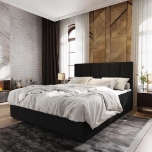 BOXBETT MERIL 180x200 cm mit Matratze und Topper - Schwarz Holz MASSENO Möbel > Betten > Boxspringbetten Schwarz
