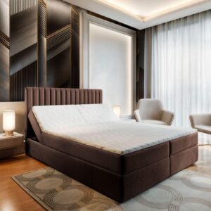 wohnli-moebel-suche-800000688066-1 BOXBETT MURLO 140x200 cm mit Matratze und Topper - Braun Holz MASSENO Möbel > Betten > Boxspringbetten Braun