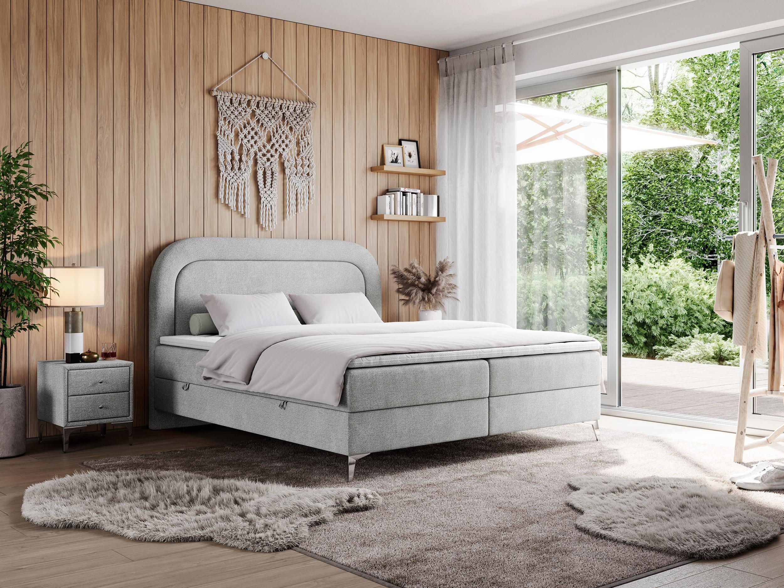 wohnli-moebel-suche-800000689752-1 BOXBETT EIRA 120/200 Hellgrau Struktur - H3 Textil MKS Möbel > Betten > Boxspringbetten Grau