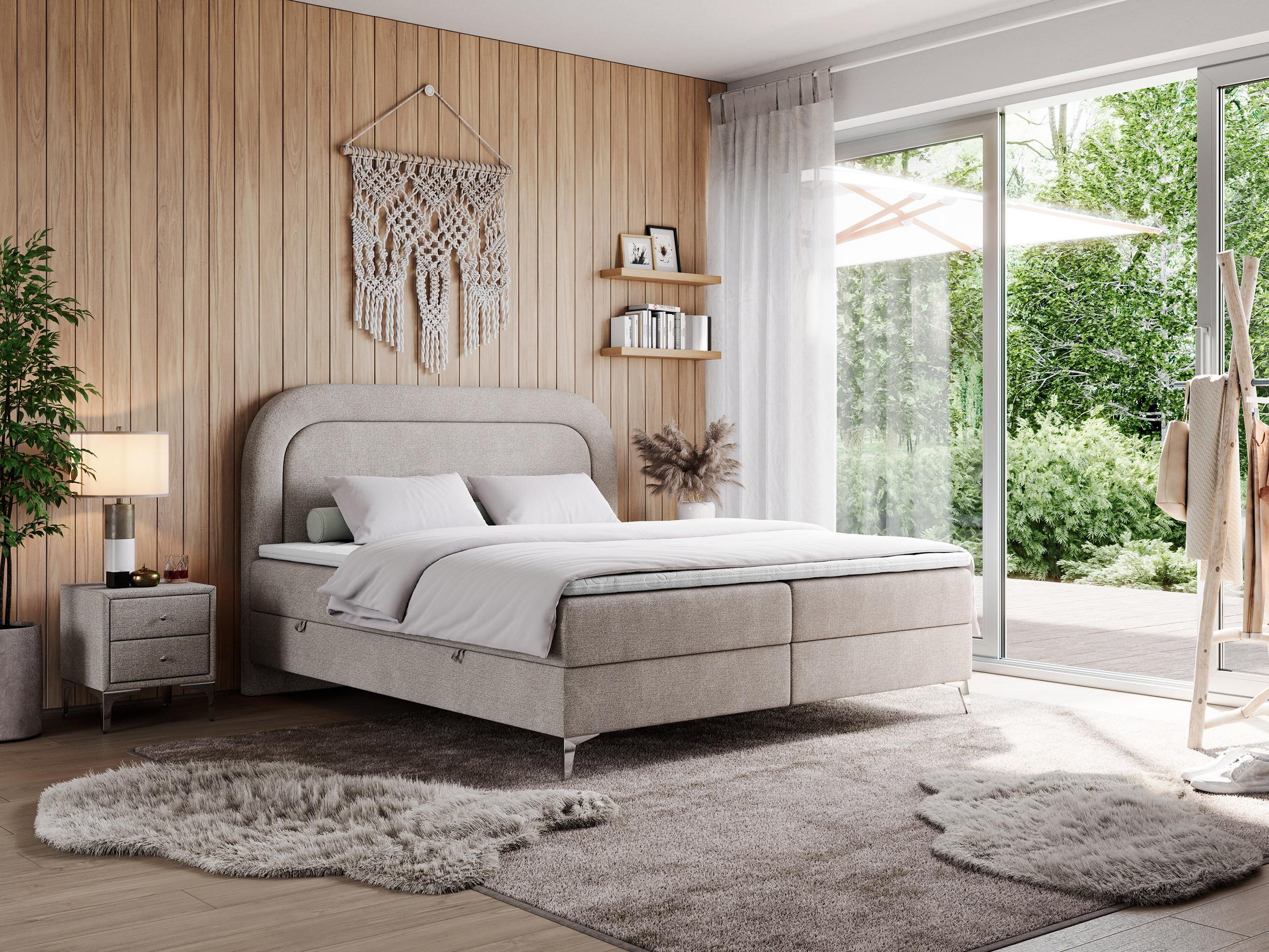 wohnli-moebel-suche-800000689765-1 BOXBETT EIRA 120/200 Beige Struktur - H4 Textil MKS Möbel > Betten > Boxspringbetten Beige