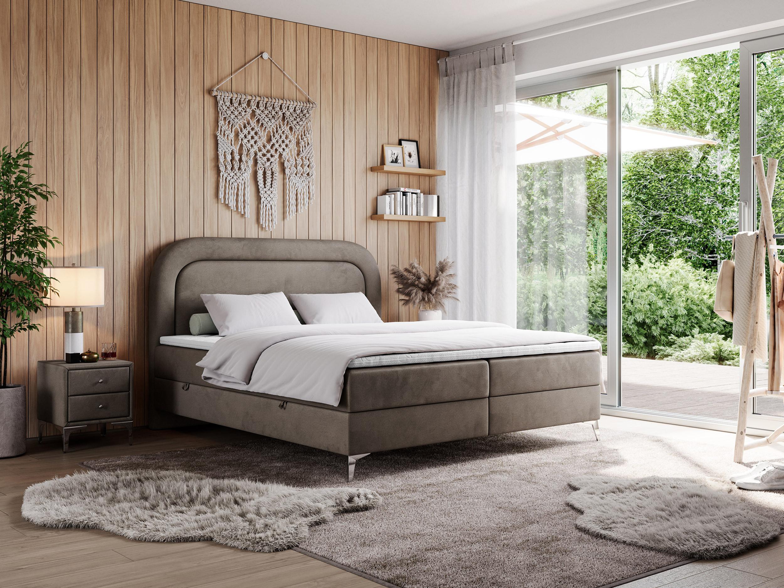 wohnli-moebel-suche-800000689786-1 BOXBETT EIRA 120/200 Braun Velvet - H4 Textil MKS Möbel > Betten > Boxspringbetten Braun