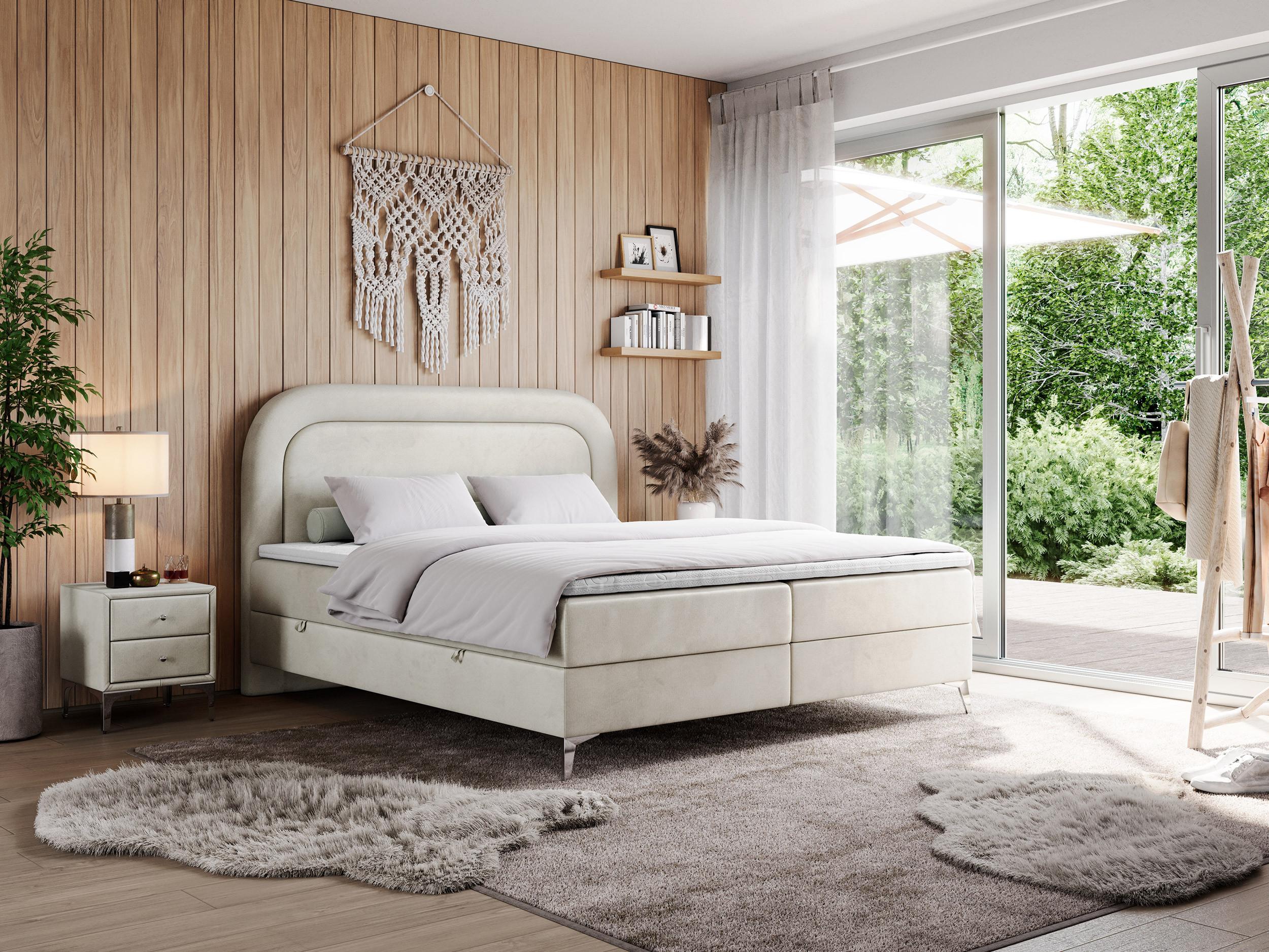 BOXBETT EIRA 120/200 Beige Velvet - H4 Textil MKS Möbel > Betten > Boxspringbetten Beige
