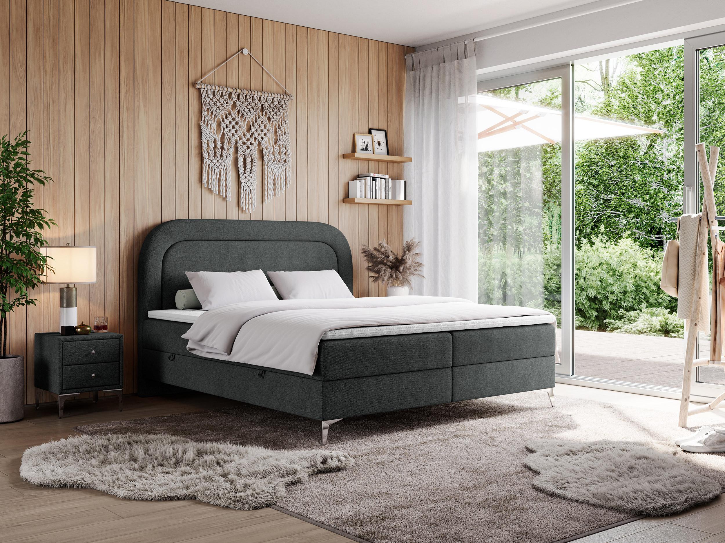 wohnli-moebel-suche-800000689842-1 BOXBETT EIRA 140/200 Dunkelgrau Struktur - H4 Textil MKS Möbel > Betten > Boxspringbetten Grau