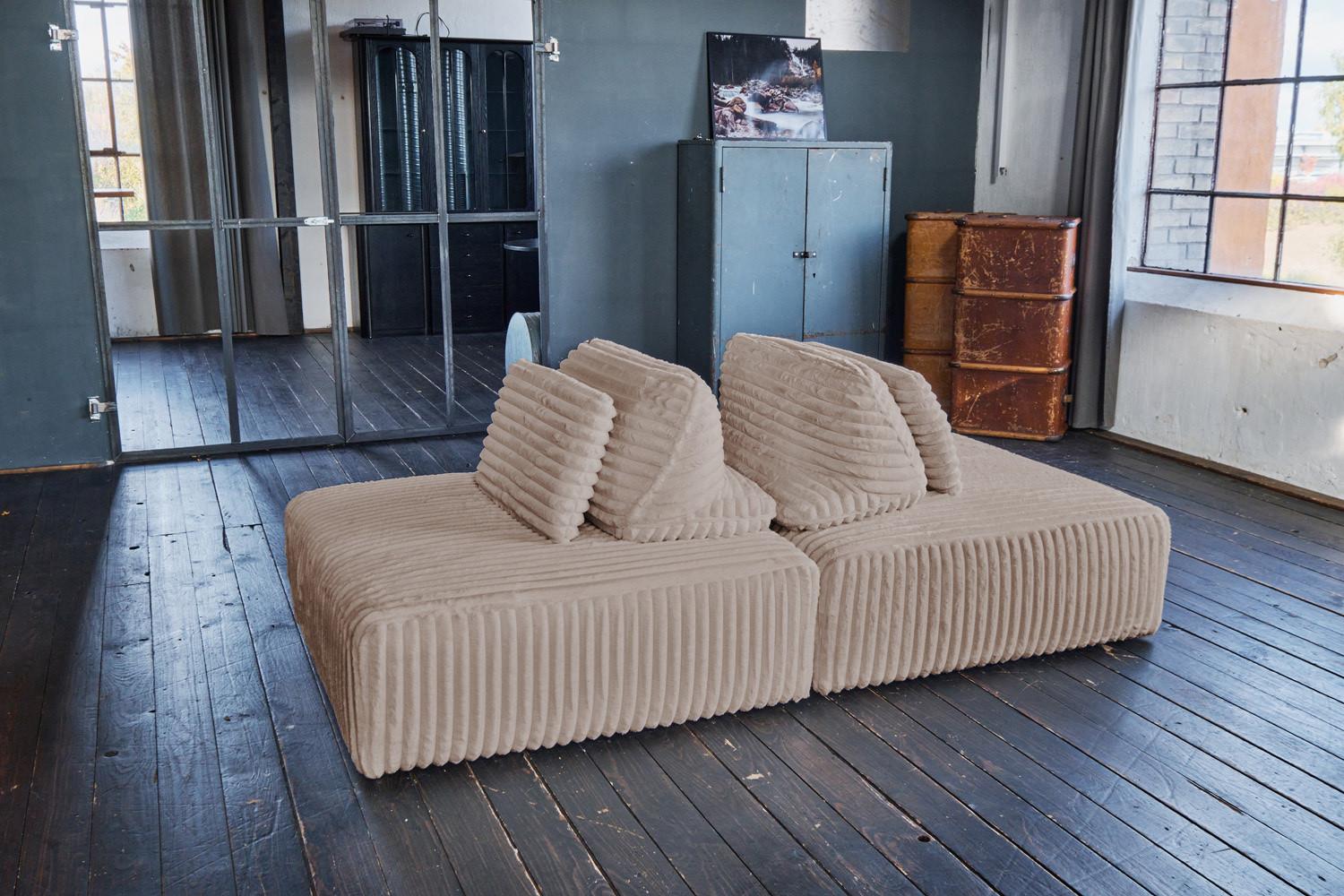 wohnli-moebel-suche-800000690113-1 MODULSOFA WIOLO SOFT 2 MODULE 2 KISSEN Taupe Cord Textil KAWOLA Möbel > Sofas & Couches > Sofas Taupe