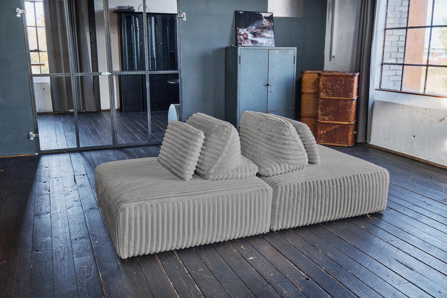 wohnli-moebel-suche-800000690121-1 MODULSOFA WIOLO SOFT 2 MODULE 2 KISSEN Grau Cord Textil KAWOLA Möbel > Sofas & Couches > Sofas Grau