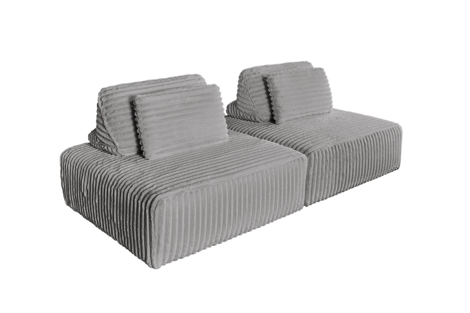 wohnli-moebel-suche-800000690121 Wohnli Möbelsuche - MODULSOFA WIOLO SOFT 2 MODULE 2 KISSEN Grau Cord