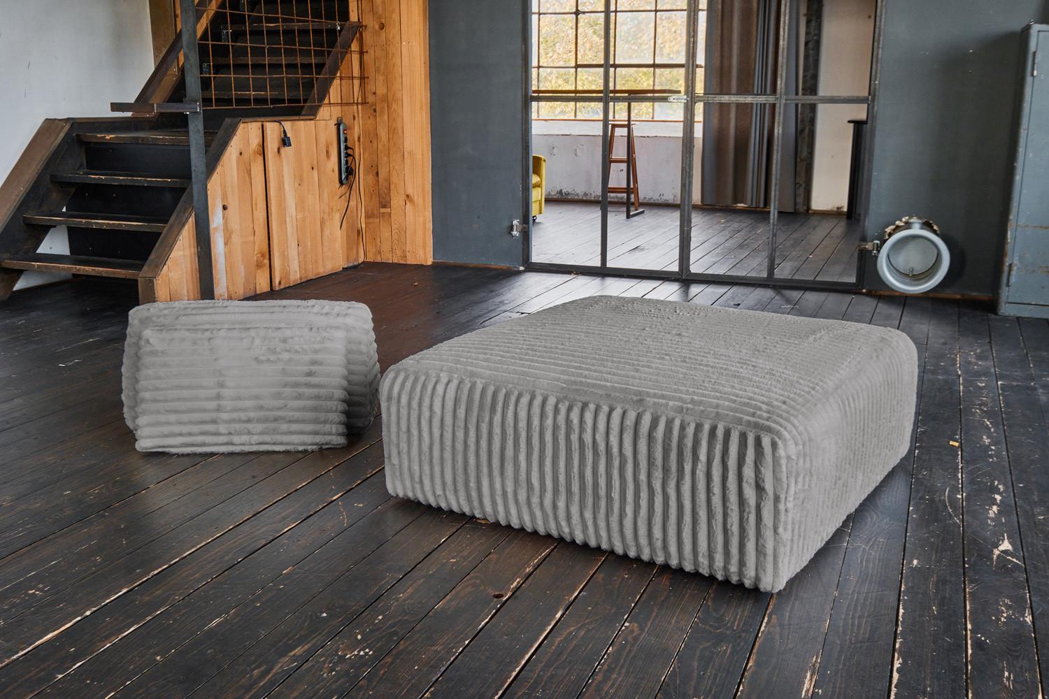 wohnli-moebel-suche-800000690235-1 HOCKER MIT RÜCKENKISSEN WIOLO SOFT Grau Cord Textil KAWOLA Möbel > Sessel > Hocker Grau