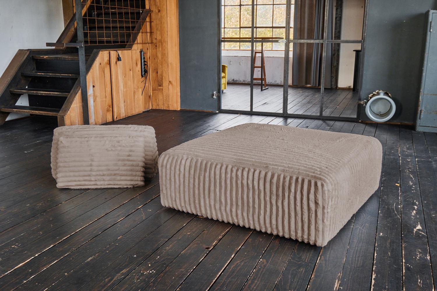 HOCKER MIT RÜCKENKISSEN WIOLO SOFT Taupe Cord Textil KAWOLA Möbel > Sessel > Hocker Taupe
