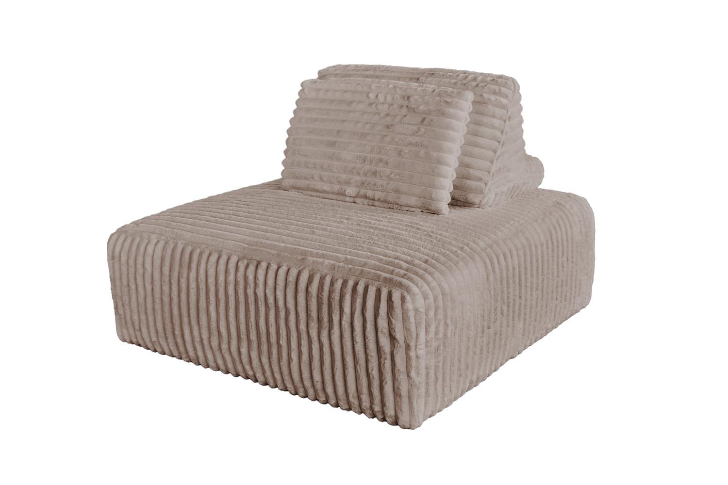 Wohnli Möbelsuche - HOCKER MIT RÜCKENKISSEN WIOLO SOFT Taupe Cord