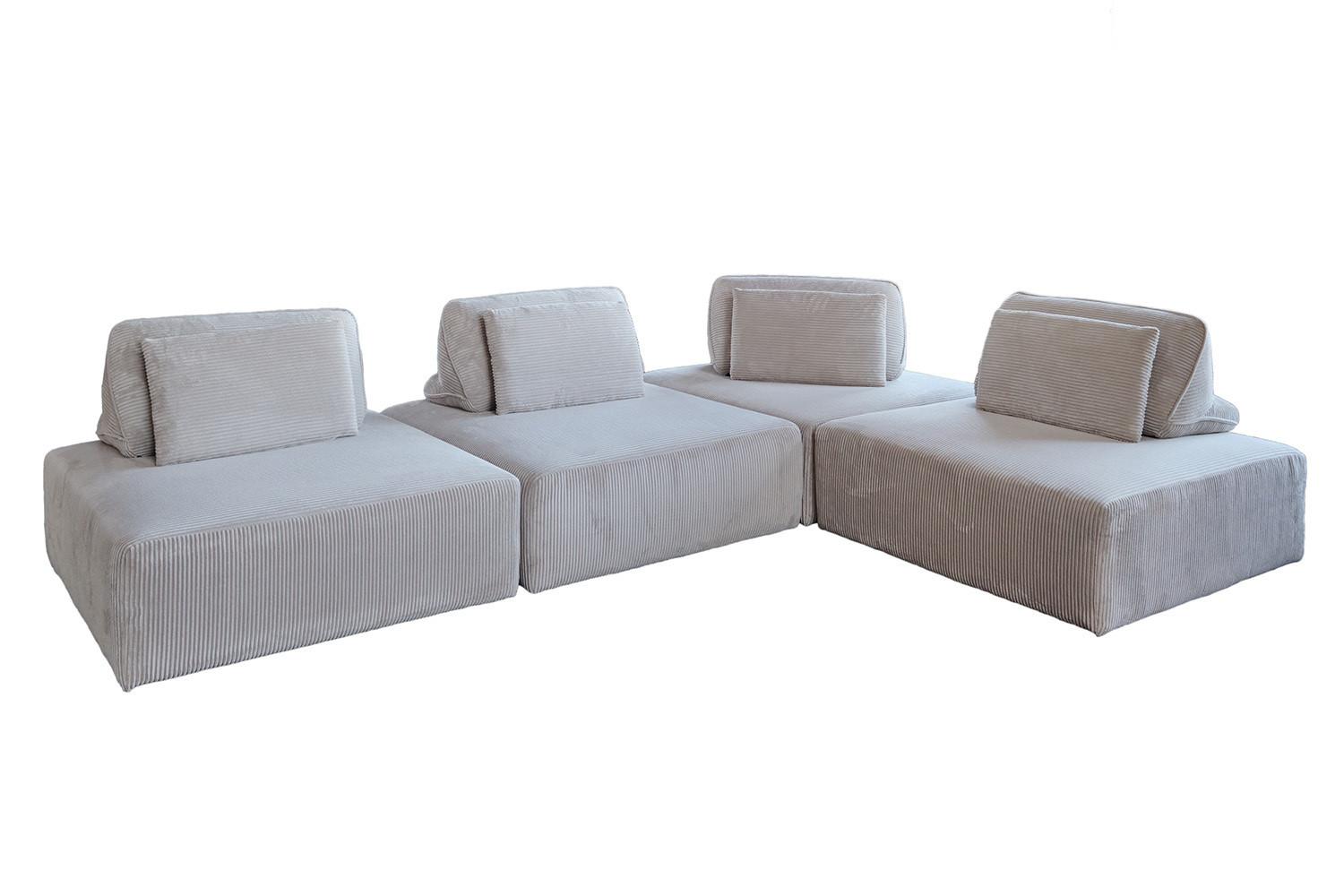 wohnli-moebel-suche-800000690263 Wohnli Möbelsuche - MODULSOFA WIOLO SOFT 4 MODULE 4 KISSEN Hellgrau Cord