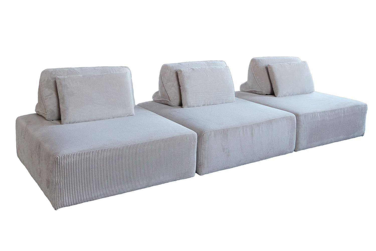 wohnli-moebel-suche-800000690271 Wohnli Möbelsuche - MODULSOFA WIOLO SOFT 3 MODULE 3 KISSEN Hellgrau Cord