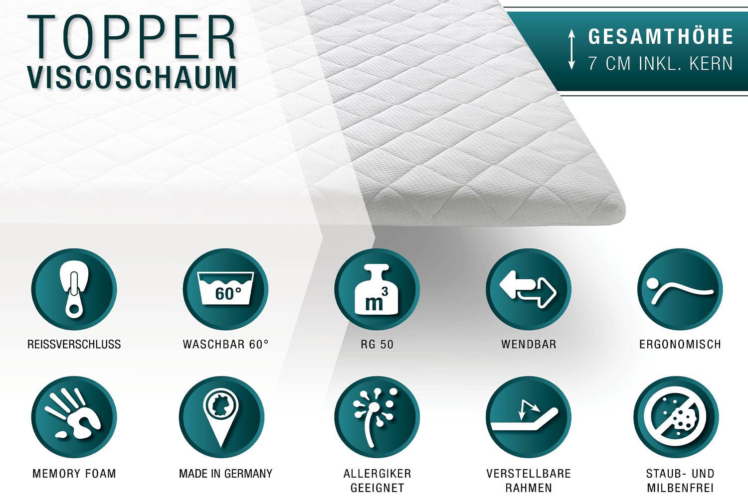 TOPPER VISCOELASTISCHER SCHAUM SOLO Weiß Textil KAWOLA Möbel > Matratzen > Topper Weiß